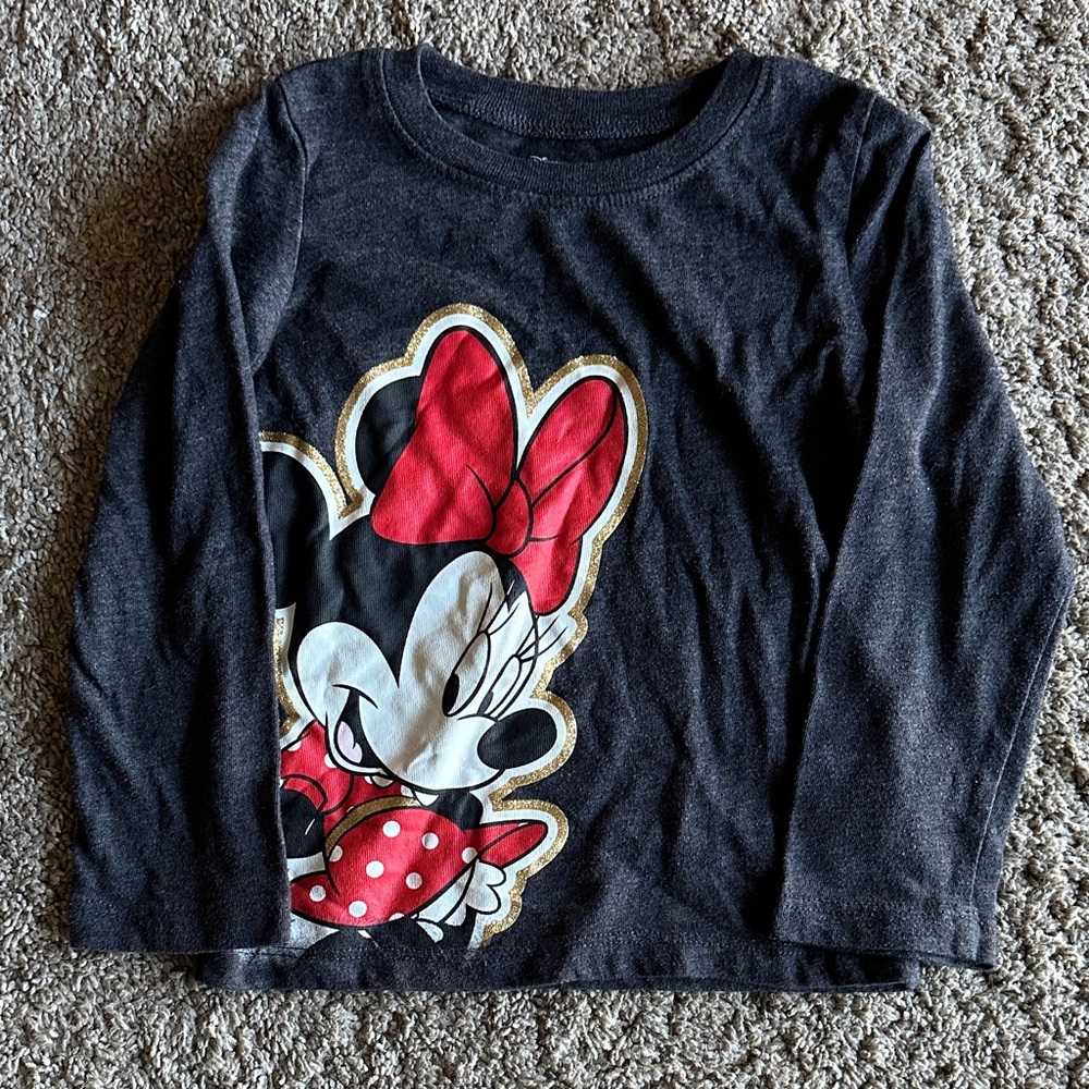 Disney Minnie Mouse Long Sleeve Tee - Black and Red